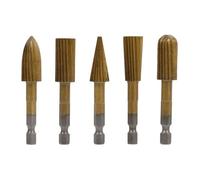 5 Pezzi Set di Lime Rotative per Legno con Gambo Esagonale 6,35 MM | Finitura Oro, Cinque Pezzi, Acciaio ad Alta Velocità, per Lavorazioni su Metallo e Materiali Non Metallici
