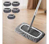 5 Pezzi Set di Panni Lavapavimenti Riutilizzabili per Mocio Piatto Bagnato o Asciutto con Pavimenti in Legno Duro, Laminato e Piastrelle per Pulizia Profonda della Casa (Grigio)