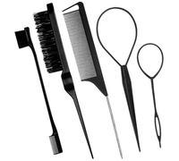 5 pezzi set di spazzole per capelli lisci con 2 pezzi di strumento per coda di capelli topsy 1 pezzo spazzole per capelli con setole per stuzzica