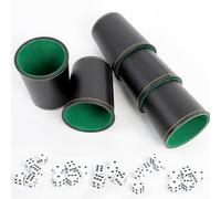 5 Pezzi Set di Tazze per Dadi, Coppetta per Dadi in Pelle Set, Tazze di Dadi in Pelle PU con 25 Dadi ideali, Tazza di Dadi in Pelle Insonorizzata per Viaggi