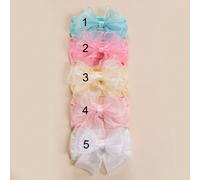 5 pezzi/Set Fasce per capelli con fiocco in tulle per neonati, Fasce elastiche morbide, Adatte per neonati, bambini piccoli, bambini, Colori macaron, Accessori per capelli stile principessa carini Tag
