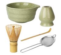 5 Pezzi Set Matcha, Ciotola Matcha, Supporto per Whiska, Matcha Spoon, Strainer, Frusta Matcha, Set Tradizionale Giapponese, Accessori Cerimonia Tè Matcha, per l'UfficioLa, la Sala da Tè