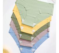 5 Pezzi/set Mutandine A Triangolo A Vita Alta Senza Cuciture Per Donne, Comode E Traspiranti, Con Sollevamento Glutei, Colore Avocado L,M,S,XL,XXLColore unicoTessuto in maglia