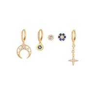 5 pezzi set orecchini a forma di cerchio con laccetto lunare da donna colorati Huggie con ciondoli pendenti con piercing multiplo orecchini a goccia con cartilagine asimmetrica orecchini a cerchio acc