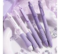 5 Pezzi/set Penna Neutra A Pulsante Ad Asciugatura Rapida Con Punta In St, 0,5 Mm, Penna Speciale A Pennello Per Esercizi, Impugnatura Nuvola Cs, Nera Tagli UnicaABS