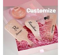 5 pezzi Set personalizzato di pettine, spazzola, regalo per la Festa della Mamma di 5 pezzi, pettine a denti larghi, pettine con cuscinetto d'aria e manico in marmo, mini e portatile spazzola districa
