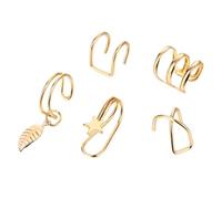 5 Pezzi/Set Polsino dell'orecchio Foglie d'oro Clip per Le Orecchie Non perforanti Orecchini di cartilagine Finti Gioielli per Le Donne Regali - Oro Durable Design
