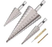 5 Pezzi Set Punte Trapano,3 Pezzi Fresa Conica Trapano a Gradini 4-/12/20/32,1 Pezzi Punzone Centrale Automatico e 1 Pezzi Punta Elicoidale a Spirale, Per Legno,Metallo