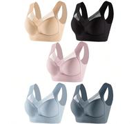 5 pezzi/Set Reggiseno senza cuciture per la bellezza della schiena da donna, design monoblocco, imbottito e senza ferretto, sottile e delicato sulla pelle, senza senso di costrizione, reggiseno per do