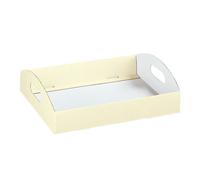 5 PEZZI SETA AVORIO Cesto Vassoio per bomboniere 30X22X4.5 cm 0L5L