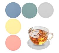 5 Pezzi Sottopentola in Silicone Rotondi 10cm, Sottobicchieri Resistenti al Calore, Tappetini per Tazze Lavabili Antiscivolo,Sottopentola Protezione Multifunzionale per Ciotole Tazze Piatti 5Colori