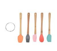 5 pezzi Spatola piccola in silicone Mini, spatole in silicone Set di strumenti per la cottura Spazzole per pasticceria Raschietto per cucchiai con manici in legno Set di utensili da cucina