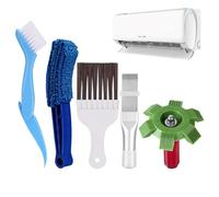5 Pezzi Spazzola per la Pulizia d'Alette Set, Spazzola per Pulizia del Condizionatore con Accessori per la Pulizia AC, Spazzola per la Pulizia Fessure, Spazzola per Condizionatore d'Aria per Radiatore
