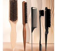 5 pezzi Spazzola per pettinatura in legno, Set di pettini per acconciatura con pettine a coda di ratto per separazione dei capelli, pettinatura dal basso verso l'alto, lisciatura e acconciatura di cap