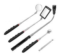 5 Pezzi Specchio Telescopico di Ispezione con Luce a LED, Queta Magnetico Pick-Up Grabber Strumento, Bacchetta e Rotondo/Quadro Ispezione Specchio, Telescopica Maniglia 360 Girevole