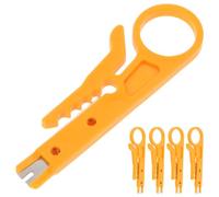 5 Pezzi Spelafili Multifunzione Mini Giallo per Cavi, Fili e Linee | Acciaio e Abs, per Linee Telefoniche e Cavi di Rete, Strumento Tascabile per Non Professionisti