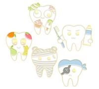 5 Pezzi Spilla a Forma di Dente in Lega, Set per Donna | Dentifricio e Spazzolino, Frutta, per Feste e Festa, Adatte a Borsa, Cappello e Abbigliamento