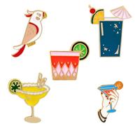 5 Pezzi Spilla Cartone Hawaiana in Lega, Set da Donna | Accessorio Riutilizzabile, Non Rovina i Tessuti, per Abiti e Giacche, Festa e Spiaggia