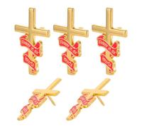 5 Pezzi Spilla Commemorativa Croce per Funebri, Raffinata Lega | Nastro Chiffon Rosso, Leggero e Confortevole, per Tributi e Servizi Commemorativi, Adatto a Borse e Cappelli