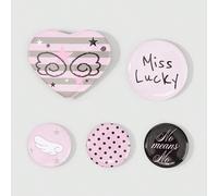 5 pezzi Spille decorative con simpatici motivi a righe rosa, stelle, pois e ali, perfette come accessori per vestiti, borse e zaini, regalo ideale per amici e familiari Tagli UnicaGeometrico,LettereLe