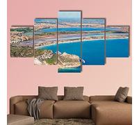 5 pezzi stampa su tela Veduta Della Costa Del Poetto A Cagliari 5 pezzi quadro su tela,stampe e quadri su tela 5 pezzi quadro moderno 5 pezzi su tela,Murale Quadri Moderni Soggiorno Casa Decor 150x80