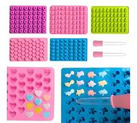 5 Pezzi Stampi in silicone per Caramelle, Mini Cioccolato Fudge, Stampi per Orsetti Gommosi con 2 Contagocce, per Fare Gommose, Caramelle, Cioccolato e Piccoli Cubetti di Ghiaccio