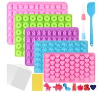 5 Pezzi Stampi in silicone per Caramelle, Stampi per Orsetti Gommosi con 2 Contagocce, Spatola, 50 Sacchetti di Caramelle e Lacci, per Fare Gommose, Caramelle, Cioccolato e Piccoli Cubetti di Ghiaccio