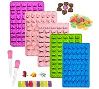 5 Pezzi Stampi per Caramelle Gommose, Stampini per Caramelle Gommose con Contagocce, Stampo Orsetto Silicone Adatto per Fare Cubetti Ghiaccio Cioccolato Fondente Gelatina