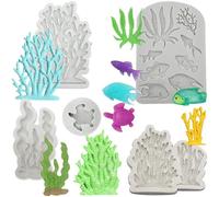 5 pezzi Stampo In Silicone Per Animali Marini, 3D Animale Oceano Silicone Stampo, 3D Stampi per Torte a Tema Marino, forma di corallo, tartaruga, pesce, per Fare Caramelle, Cioccolato, Gelatina