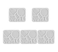 5 Pezzi Stampo in Silicone per Targhette Cane e Gatto, 7 cavità | Bianco, Finitura Lucida, Interno Liscio, per Collari, Portachiavi e Corsi di Laboratorio, 18,2x15x0,7cm