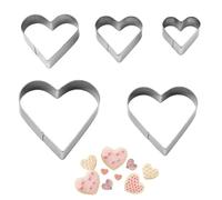 5 Pezzi Tagliabiscotti Cuore Acciaio Inox, Set Formine Cuore 5 Misure, Stampi Biscotti e Tagliapasta per Fondente, Marzapane, Sandwich, Frutta, Verdura, Dolci, Decorazioni per Torte e Cucina DIY