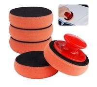 5 Pezzi Tamponi per Lucidatura Auto, Forma Spugne Tampone Lucidatura Auto Manuale, Spugne Applicatore di Cera Riutilizzabile con Manico, Design Senza Graffi, per Pulizia Ceretta, Del Vetro Ceramica