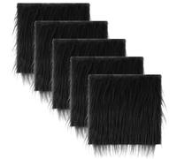 5 Pezzi Tessuto in Pelliccia Nero 10 x 10 Pollici Toppa in Pelliccia Sintetica Quadrato Arruffata Nero Fodera per Sedia Artigianale Cuscino per Sedile Costume Barba per Gnomi Ornamento Natalizio