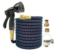 5 pezzi Tubo da giardino espandibile con ugello a spruzzo regolabile a 8 funzioni, connettore in metallo, forniture per pulizia auto e irrigazione 25 piedi,50 piedi,75 piedi,100 piedi,125 piediTPE