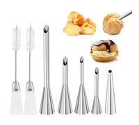 5 Pezzi Ugello di Riempimento Beccucci Sac a Poche Bocchetta per Farcire Beccuccio Crema Pasticcera Professionali Acciaio Inossidabile per Cupcake Riempimento Donuts Eclairs Pasticcerie