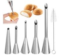 5 Pezzi Ugello di Riempimento, Beccucci Sac a Poche, Bocchetta per Farcire, Ugello per Tubazioni a Velo Lungo in Acciaio Inossidabile, per Cupcake Riempimento Donuts Muffin Pasticcerie Torte