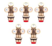 5 Pezzi Ugello Nebulizzatore in Ottone a 3 Teste Oro | Connessione Filettata, Design a 3 Fori, Tenuta Anti Perdita, Copertura Ampia per Prati e Coltivazioni