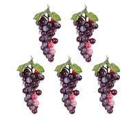 5 Pezzi Uve Artificiali, Artificiale Realistica Uva Cluster, Grappoli di Uva Decorativi, Grappolo di Uva Artificiale in Gomma Smerigliata, per la Presentazione Della Frutta, Decorazione del Vino ecc