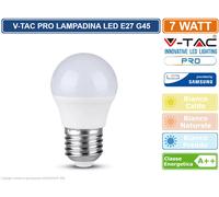 5 PEZZI V-TAC PRO VT-290 LAMPADINA LED E27 7W MINIGLOBO G45 CHIP SAMSUNG [EEK: A++]