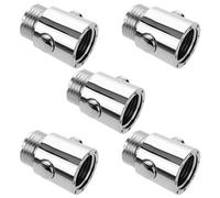5 Pezzi Valvola di Controllo Flusso Doccia G1/2" e Regolatore Acqua | Design a Pulsante per Interruzione e Ripartenza, Compatibile Tubo Doccia Standard, Materiale ABS Argento