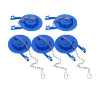 5 Pezzi Valvola di Scarico con Catena in Acciaio Blu | PP e Silicone, Compatibile con Uscita Scarico e Leva Maniglia, per Ristrutturazione Bagno e Ricambi