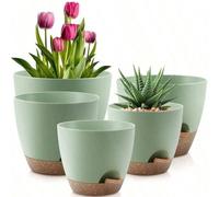 5 pezzi Vasi da interno con auto-irrigazione, fori di drenaggio e vassoi, 7, 6,5, 6, 5,5, 5 pollici, Utopia casa - Vasi da piante da interno con drenaggio - Vasi da interno - Set di 5 vasi in plastica