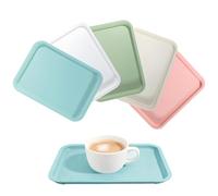 5 Pezzi Vassoio Plastica Riutilizzabili 24,5x17,5cm, Vassoio da Portata, Piatti Plastica Rigida Lavabili, Vassoio Antiscivolo da Portata, Rettangolare Vassoi per Cucina Ristorante Caffè 5 Colori