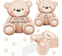 5 pezzi Ventilatore a forma di orso marrone, decorazione per il primo compleanno a tema orso marrone, bomboniere per feste di compleanno, decorazioni per baby shower, rivelazione del sesso, regali per