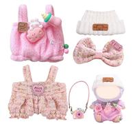 5 pezzi vestiti compatibili con bambole Labu, vestiti per bambole grandi da 17 cm, vestiti per bambole Labu, abbigliamento adatto per il labub peluche giocattolo con vestiti, cappelli, accessori