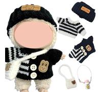 5 Pezzi Vestiti per Bambole, Abbigliamento per Bambole peluche da 17 cm con Cappello Maglione Zaino per Ragazzi Ragazze Regali (Senza Bambola)
