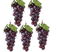 5 pezzi viola simulazione grappoli di uva artificiale realistica uva finta per la decorazione della vite, vino, cucina, ghirlanda decorativa per frutta sintetica (36 grani di lunghezza 17 pollici)