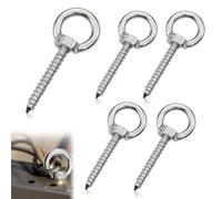 5 pezzi viti ad anello M8, vite a occhiello lunga in acciaio inossidabile 304 Heavy Duty, dado ad anello, bullone a occhio M8 × 80 mm con filettatura per legno per amache, tende da sole, cavi di