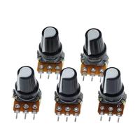 5 pezzi WH148 1K 10K 20K 50K 100K 500K Ohm 15mm 3 pin lineare conico potenziometro rotativo resistore con tappo bianco AG2(5K)