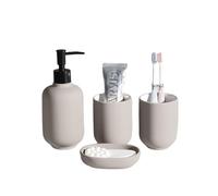 5-Piece Ceramic Bathroom Set in Gray, Includes Toothbrush Holder, Soap Dish & Lotion Dispenser(One Size)